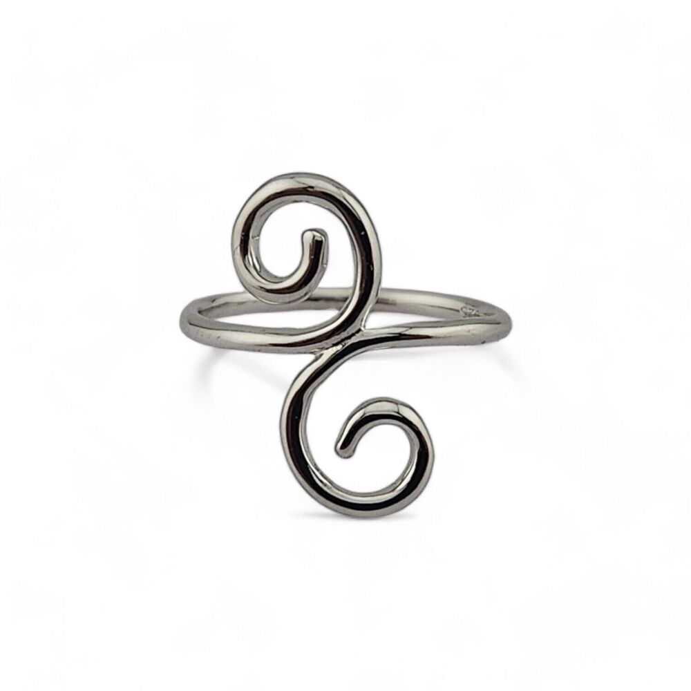 New Sterling Silver Double Swirl Ring
